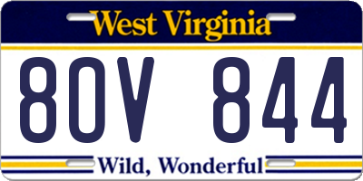WV license plate 8OV844