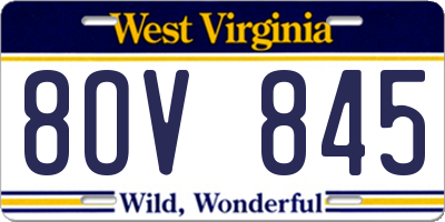 WV license plate 8OV845