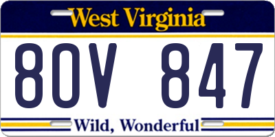 WV license plate 8OV847