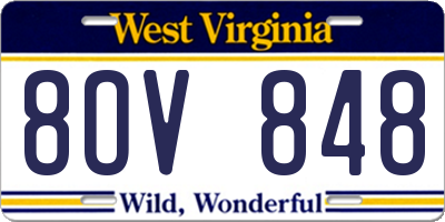 WV license plate 8OV848