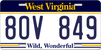 WV license plate 8OV849