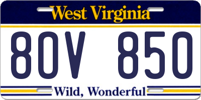 WV license plate 8OV850