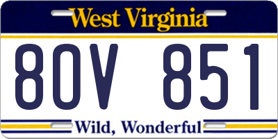 WV license plate 8OV851