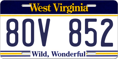 WV license plate 8OV852