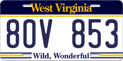 WV license plate 8OV853