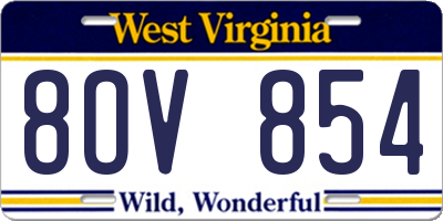 WV license plate 8OV854