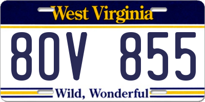 WV license plate 8OV855