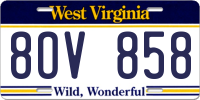 WV license plate 8OV858