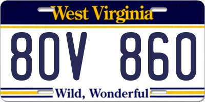 WV license plate 8OV860
