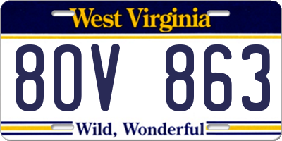 WV license plate 8OV863