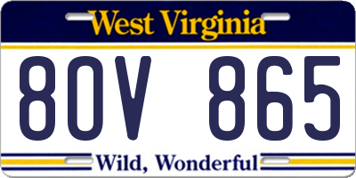 WV license plate 8OV865