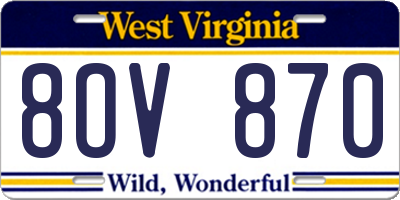 WV license plate 8OV870