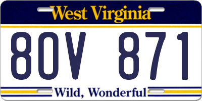 WV license plate 8OV871