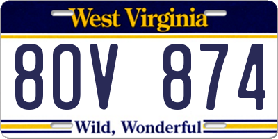 WV license plate 8OV874