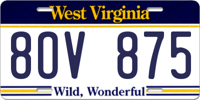 WV license plate 8OV875