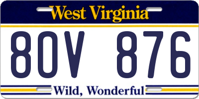 WV license plate 8OV876