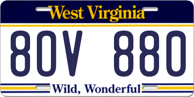 WV license plate 8OV880