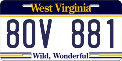 WV license plate 8OV881