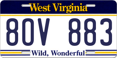 WV license plate 8OV883