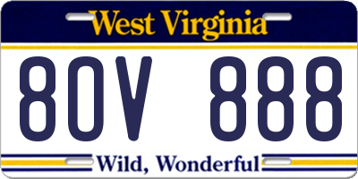 WV license plate 8OV888