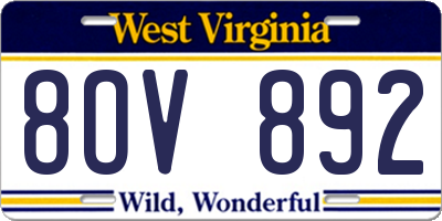 WV license plate 8OV892