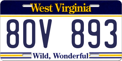WV license plate 8OV893