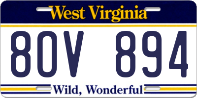 WV license plate 8OV894