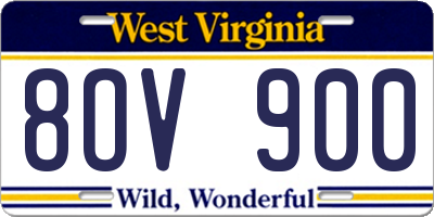 WV license plate 8OV900