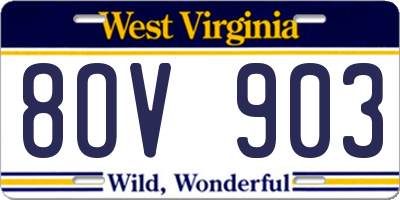 WV license plate 8OV903