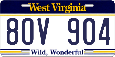 WV license plate 8OV904