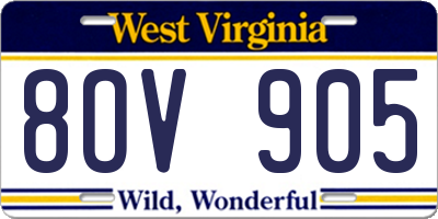 WV license plate 8OV905