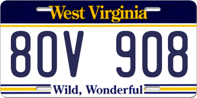 WV license plate 8OV908