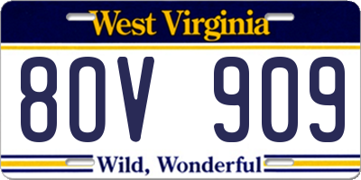 WV license plate 8OV909