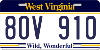 WV license plate 8OV910
