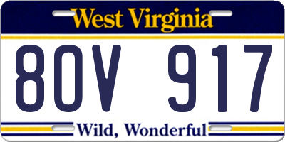 WV license plate 8OV917