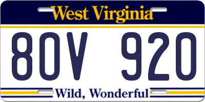 WV license plate 8OV920