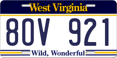 WV license plate 8OV921