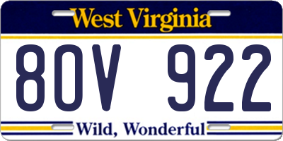 WV license plate 8OV922