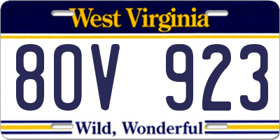 WV license plate 8OV923
