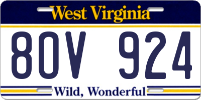 WV license plate 8OV924