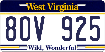 WV license plate 8OV925