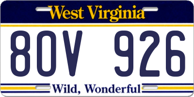 WV license plate 8OV926