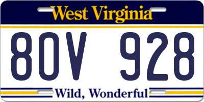 WV license plate 8OV928