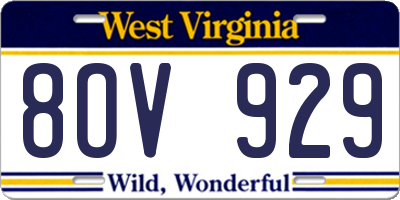WV license plate 8OV929