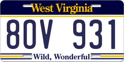 WV license plate 8OV931