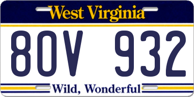 WV license plate 8OV932