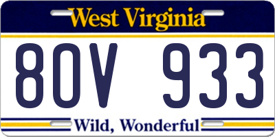 WV license plate 8OV933