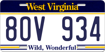 WV license plate 8OV934