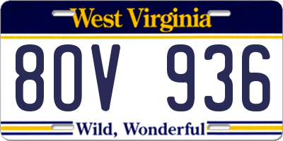 WV license plate 8OV936