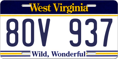 WV license plate 8OV937